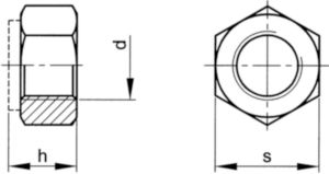 Prevailing torque type hexagonal nut with non-metallic insert MF ISO 10512 Steel Zinc plated 10