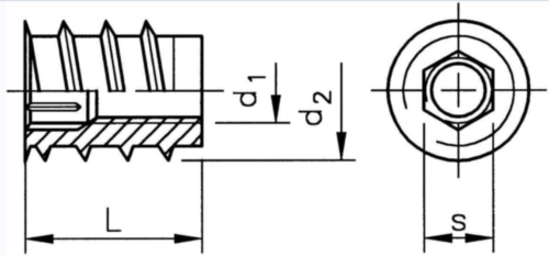 Hexagon socket screw insert with collar type SKD Steel Zinc plated with collar