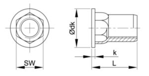 Blindklinkmoer cilinderkop open staal zeskante schacht Staal Elektrolytisch verzinkt