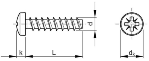 REMFORM® Wkręty samoformujące gwint z łbem walcowym soczewkowym z gniazdem krzyżowym Pozidriv Stal Ocynkowane 3,5X16MM