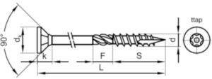 MAXXFAST Univerzális fa építő csavar, ttap®, süllyesztett fejű Acél Horganyzott sárga passzivált 6X240MM (152)