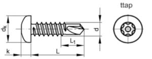 MAXXFAST Self-drilling screw pan head ttap® DIN ≈7504 M Stainless steel A2 ST5,5X45MM