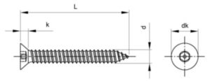 SECURITY Tornillo cabeza avellanada con pino Acero inoxidable (Inox) A2