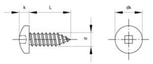 Pancilinderplaatschroef met binnenvierkant DIN ≈7981 C Roestvaststaal (RVS) A2