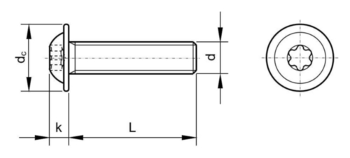 Vis à tête cylindrique bombée plate à six lobes internes à embase plate ISO ≈7380-2 Acier inoxydable (Inox) A2 M10X60