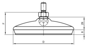 Foot plate with anti-slip plate, hygienic, ball joint ø 15 mm Stainless steel A2