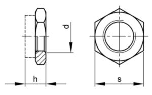 Prevailing torque type hexagonal thin nut with non-metallic insert ISO 10511 Steel Zinc plated 04