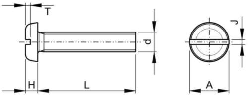 Bolcilinderkop schroef met zaaggleuf UNC ASME B18.6.3 ASME B18.6.3 Roestvaststaal (RVS) A2 (AISI 304/18-8) #12-24X1/2