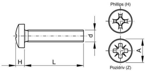 Șuruburi ASME B18.6.3 cu cap cilindric locaș cruce, filet UNC ASME B18.6.3 Oțel inoxidabil A2 (AISI 304/18-8) 1/4-20X1.