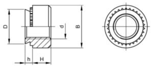 Piulițe rotunde cu auto-fixare mecanică Oțel Zincat M4X0,76X5,38