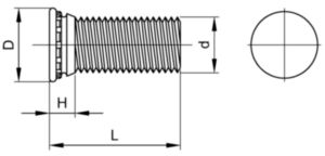 Self-clinching flush head stud Stainless steel A2 M3X15