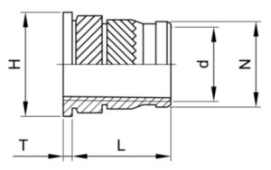 Inserții cu flanșă cu filet interior cu fixare sonică pentru materiale plastice Alamă CU2/CU3