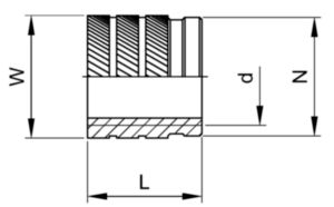 Inserții cu filet interior cu fixare broșată pentru materiale plastice Alamă CU2/CU3