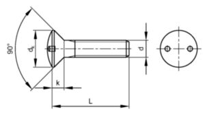 SÉCURITÉ Vis à métaux à tête fraisée bombée avec 2 trous Acier inoxydable (Inox) A2