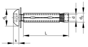 SÉCURITÉ Élément d'ancrage à tête cylindrique bombée plate à six lobes interne/téton Acier inoxydable (Inox) A2