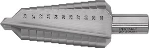 Step drill drill. range 20-30 mm HSS, straight-fluted no. of cutters 2 no. of st