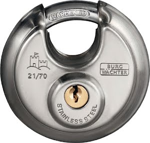 Cadenas cylindrique 21 70 largeur du corps de verrou 70 mm acier inoxydable BURG-WÄCHTER