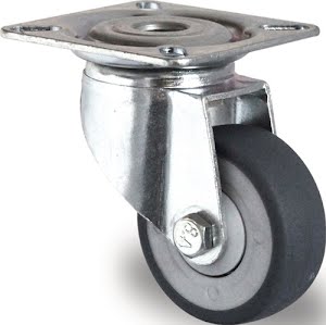 Swivel castor wheel dm 100 mm load cap. 100 kg with bolt-on plate rubber grey PROMAT