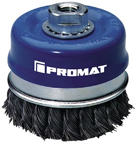 Brosse boisseau D. 120 mm épaisseur de fil 0,5 mm acier 6500 min-¹ PROMAT