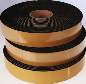 Ruberstrip breedte 30 mm lengte 10 m dikte 2 mm 35 +/- 5 graden Shore EPDM zwart