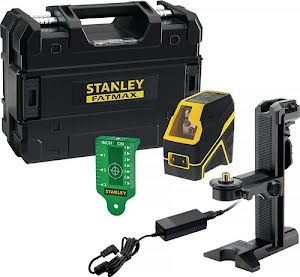 Stanley FATMAX Cross Line Laser in Carded Blister Green Beam 30m ±3mm/10m Li-Ion Battery