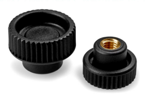 Knurled knob with brass thread insert Glass-fibre reinforced plastic with threaded bush