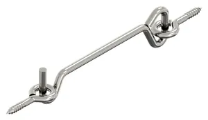 Gate hook with 2 screw eyes Stainless steel A2