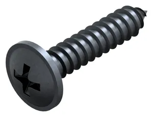 Cross recessed mushroom head tapping screw with flange Steel Zinc plated black passivated