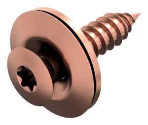 Woodscrew with washers hexalobular Stainless steel A2 Copper plated ring ø=20mm