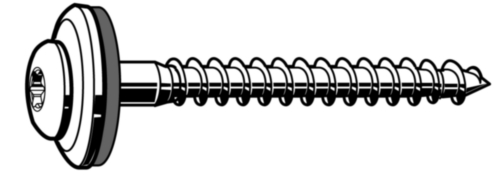 Houtschroef met tweedelige afdichtring met T-ster Roestvaststaal (RVS) A2 ring ø=15mm