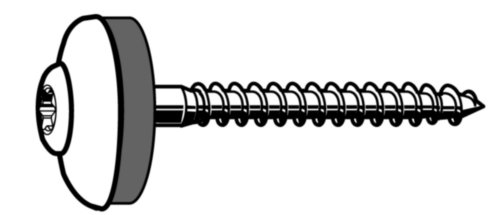 Houtschroef met driedelige afdichtring met T-ster Roestvaststaal (RVS) A2 Verkoperd ring ø=15mm