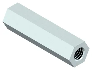 Spacer, 2 x internal thread Free-cutting steel Zinc plated