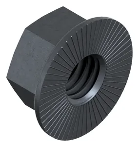 Self-locking hexagon nut with ribbed flange Steel Plain 10