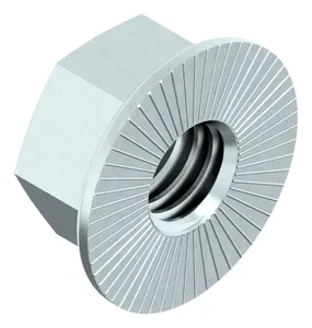 Self-locking hexagon nut with ribbed flange Steel Zinc plated 10