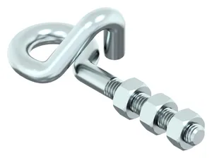 Safety swing hook with 3 hexagon nuts Steel Zinc plated