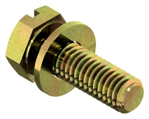 Slotted screw and washer assembly with plain washer DIN ≈6900 Steel Zinc plated yellow passivated 5.8