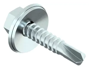 Roofing and front bolt with elastomer sealing ring and drilling point Steel Zinc plated