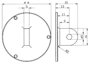 Rear wall with eyelet for outer ring diameter 58 mm suitable for dial gauges KÄFER