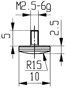 Palpeur D. 10 mm vouté rayon 15 M2,5 carbure adapté à horloges de mesure KÄFER