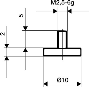 Palpeur D. 30 mm plan M2,5 acier adapté à horloges de mesure KÄFER