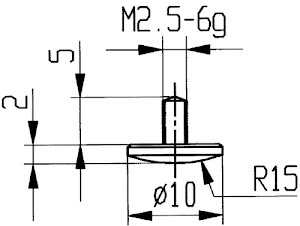 Measuring insert diameter 10 mm arched radius 15 M2.5 steel KÄFER