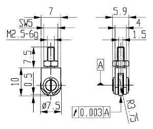 Measuring insert diameter 1.5 mm castor M2.5 steel suitable for dial gauges KÄFER