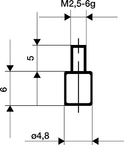 Palpeur D. 4,8 mm plan M2,5 acier adapté à horloges de mesure KÄFER