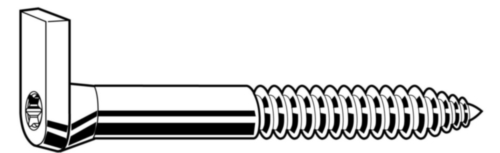 Square hook with wood screw thread, with hexalobular socket Steel Zinc plated