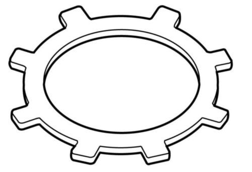 Push-in retaining ring with lugs for bores Spring steel