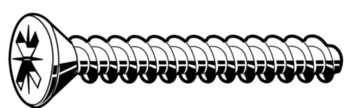 Zelf draadvormende schroeven, 45 graden, verzonken kop (Z) Roestvaststaal (RVS) A2