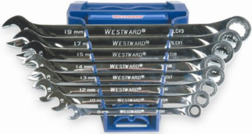 Westward Combination spanners with ring ratchet reversible sets 8PC 8-19MM