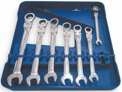 Westward Combination spanners with ring ratchet reversible sets 7PC 8-17MM