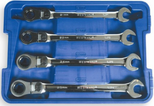 Westward Combination spanners with ring ratchet reversible sets 4PC 21-25MM