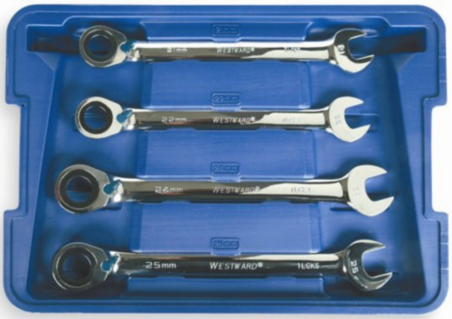 Westward Combination spanners with ring ratchet reversible sets